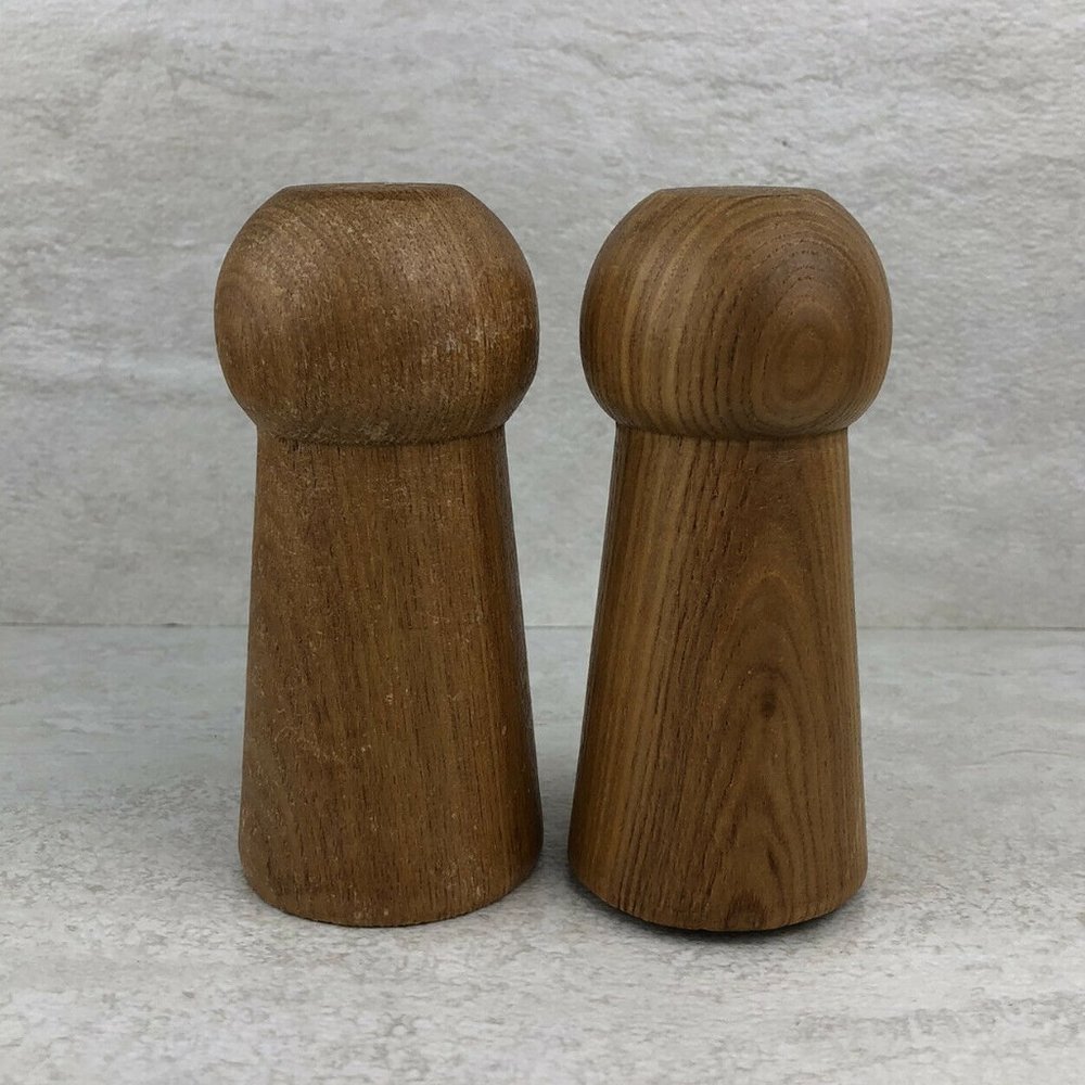 Vintage Teak Wood Salt & Pepper Shakers